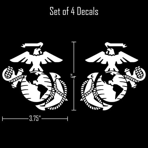Marine Corps Vinyl Decal Eagle Globe & Anchor - United States Marine Corps - USMC Vinyl Decals - Set of 4 4" White EGA Emblem...
