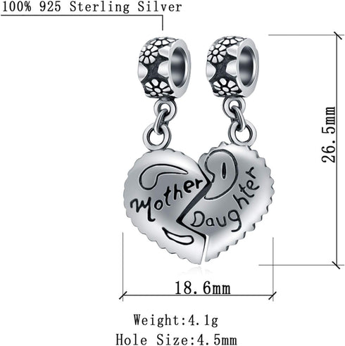 Choruslove Mothers Day Series 925 Sterling Silver Dog Paw, Mother Daughter/Son Heart Piece, I Love You Mom, Family Tree, Best Friend Bear Beads fi...