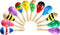LOOIKOOS 12 PCS Mini Wood Festival Maracas for Kids Toys, Wooden Maracas Festival Painting, Wooden Carnival Maracas Baby Party Favors(Random Color...