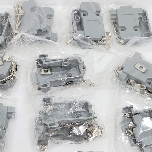 JRready ST6237 DB9 Connector 20 PCS 9 Pin Gray Plastic Hoods Set of Crimp Solder D-Sub Connector Assortment Kit...