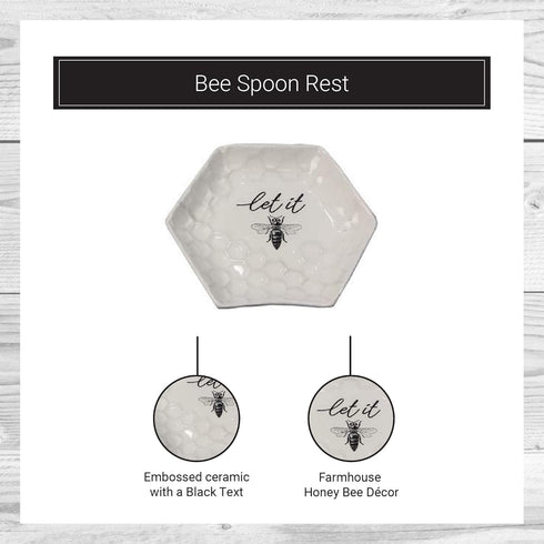 Youngs Ceramic Bee Spoon Rest, Large Spoon Holder for Stove Top for Cooking Spoons Spatula?Ladle, Heat Resistant Utensil Rest for Countertop, 5"x5...