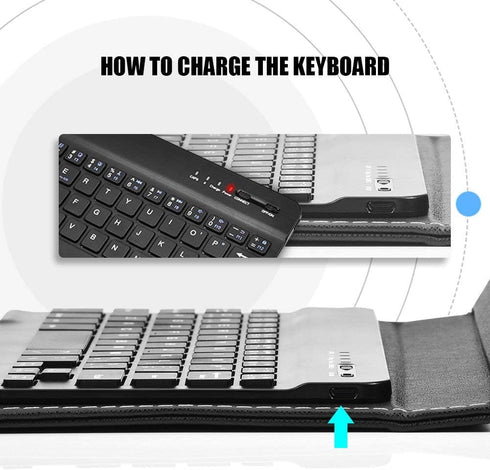 V BESTLIFE Portable Wireless Bluetooth Keyboard with Leather Case, Universal Keyboard with Portfolio Flip Case and Stand, Cover with for 4.5''-6.8...