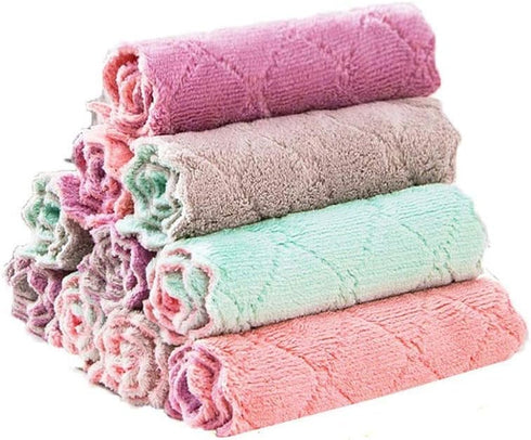 Kitchen Dish Cloths,Microfiber Non-Stick Oil Household Cleaning Dishcloth,Double-Sided Reuseable Wash Towels,Quick Drying Super Absorbent for Cook...
