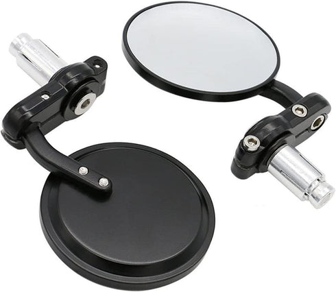 Universal Black 3" Round 7/8" Handle Bar End Rearview Convex Mirrors Inceased Vision Side for For Harley Davidson Honda Indian Kawasaki Suzuki Tri...