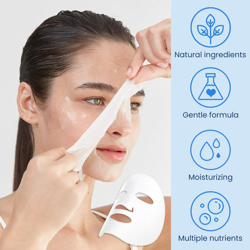 AMY'S DIARY 6 PCS Real Hyaluronic Acid Nature Face Masks Skincare, Vitamin C and E, Chamomile, Korean Beauty Essence Facial Paper Sheet Mask for S...