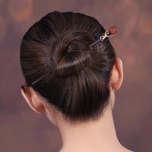 Retro Chinese Wooden Hairpins Japanese Hair Stick Vintage Flower Hair Chopsticks Handmade Wood Blue Flower Tassel Hair Sticks Hair Accessories wit...