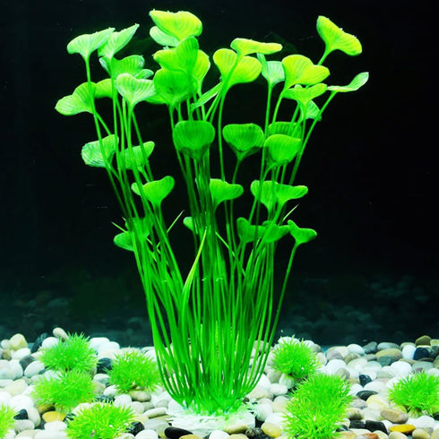 Artificial Plants Decoration Ornament for Fish Tank Aquarium Plastic Plants Tall 16 inch 2 Pack (Green)...