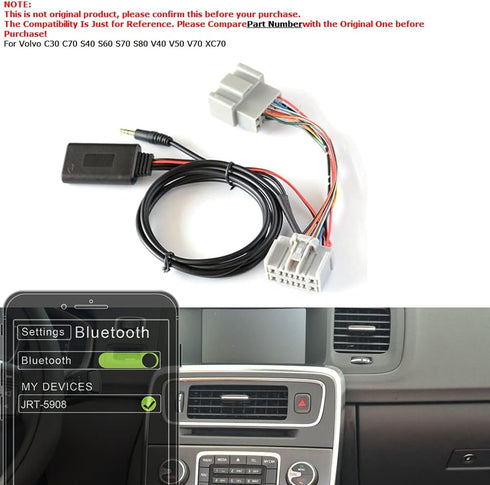 Car Bluetooth Aux Adapter Cable Radio Cars Electronics Accessories Bluetooth aux Replacement Compatible with C30/S40/V40/V50/S60/S70/C70...