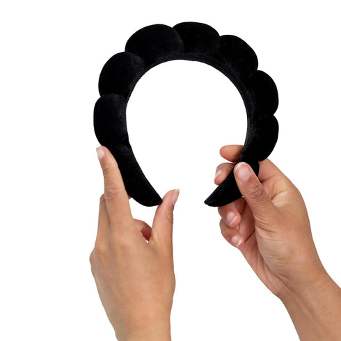 Black Spa Headband for Washing Face, Velvet Headband for Skincare, Face Washing, Makeup and Makeup Removal...