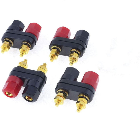 4Pcs Banana Plug Jack Female Socket Gold Plated Terminal Binding Post Dual 4mm Banana Plugs Connector for Speaker Amplifier Terminal...