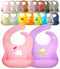 2-Pack Waterproof Silicone Baby Bib Lightweight Comfortable Easy-Wipe Clean (Purple/Light Pink, Large)...