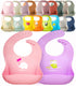 2-Pack Waterproof Silicone Baby Bib Lightweight Comfortable Easy-Wipe Clean (Purple/Light Pink, Large)...