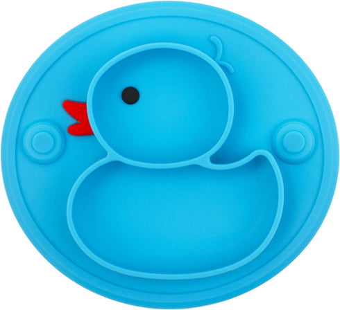 Baby Divided Plate Silicone- Portable Non Slip Child Feeding Plate with Suction Cup for Children Babies and Kids BPA Free Baby Dinner Plate Microw...