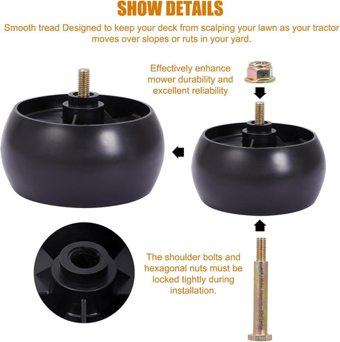 CY CHAOYA 4 Deck Mower Wheels Kit for Replaces 734-04155 Toro 112-0677 72-025 210-275 5" Deck Wheels with Shoulder Bolts Locknuts Pack of 4...