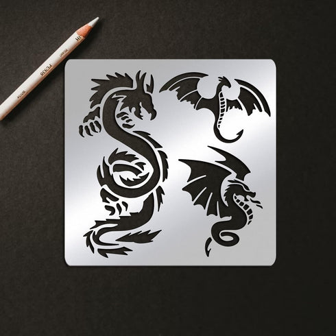 BENECREAT 6x6" Dragon Metal Stencils, Chinese Dragon Stencils for Wood Canvas Wall Painting Crafts and Decorations...