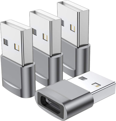 USB C Female to USB Male Adapter (4-Pack), Type C to USB A Charger Converter for iPhone 15 14 13 12 11 Plus Pro Max, Samsung Galaxy S24 S23 S22 Ul...