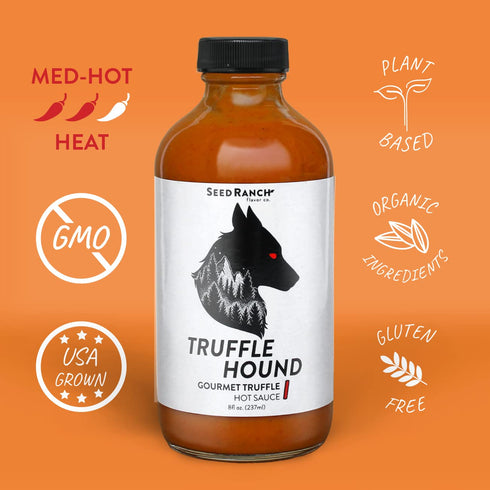 Seed Ranch Gourmet Truffle Hound Hot Sauce - Medium Heat - Spicy & Savory Truffle Hot Sauce with Chile de Arbol, Ghost Pepper & Garlic - Vegan, No...