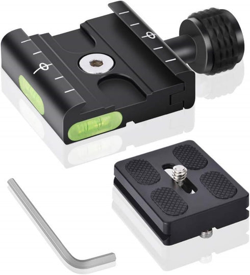UTEBIT 50mm Arca Swiss Quick Release Plate, Aluminum QR Clamp Adapter Set with 3/8"&1/4" Screw Hole, Built-in Bubble Level Compatible with Manfrot...