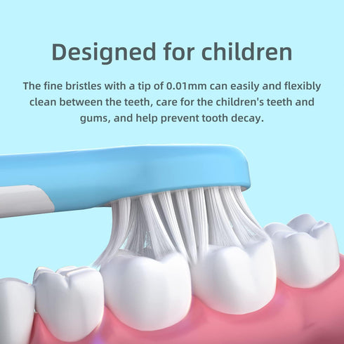 Kids Sonic Electric Toothbrush Replacement Brush Heads for Children Aged 3-6, Gentle Care Soft Bristles, 4 Pack, E16 Blue...