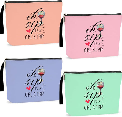 4Pcs Girls Trip Gifts Favors Weekend Bag Funny Makeup Bag Girls Weekend Gifts Friendship Gifts Weekender Bags for Women Girls Bridesmaid Cosmetic ...