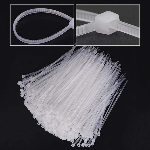 1000 Pcs White Zip Ties Recoverable Reusable Small Clear Self locking Nylon Cable Ties Fasten Thin Wraps Wire Ties for Home Office Workshop(3x100m...