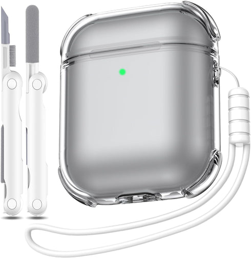 for Airpods 2nd Generation Case Cover, Clear Soft TPU Transparent Four Corner Military Grade Shockproof Protective Case with Cleaning Kit for Airp...