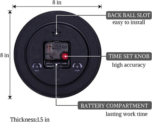 SAC SMARTEN ARTS 8" Silent Quartz Wall Clock Non-Ticking Digital Clock...