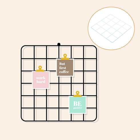 YOKIVE Iron Wire Grid Panel, Decorative Panels Board | Photo Pictures Display Holders Hanging Frame for Home Office (White, 8"x8")...