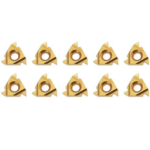 10 Pcs 16ER AG60 Indexable Threading Carbide Insert Tin Coated, Industrial CNC Lathe Tools 16ER AG60...