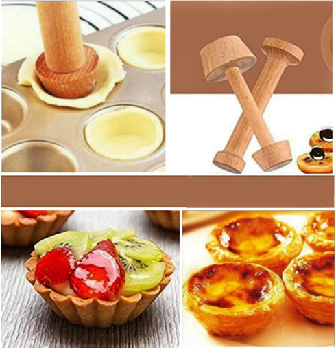 Double Sided Wooden Tart Tamper Set Tart Pan Wooden Molds Egg Tarts Tamper Pastry Tools DIY Baking Shaping Kitchen Tool...