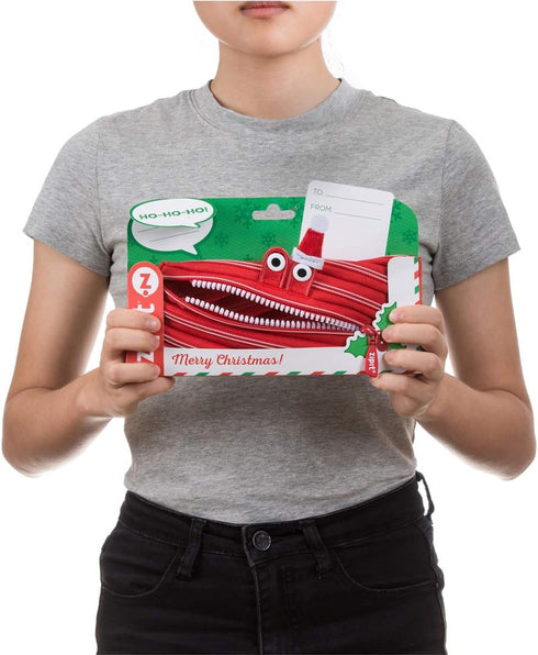 ZIPIT Christmas Monster Pencil Case for Kids | Christmas Themed Holiday Gift for Kids | Pencil Bag for Boys & Girls (Red)...