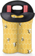 2 Bottle Wine Carrier Tote Bag Cute Bees Insulated Neoprene Portable Bottle Holder Great Gift for Wine Lover, Great for Picnics Travel BYOB, Outdo...