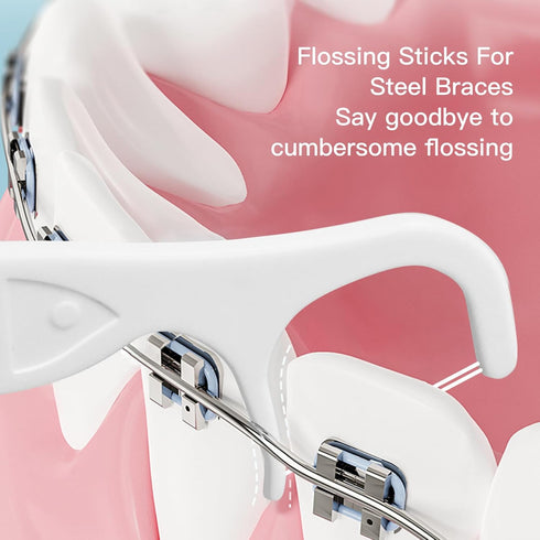 Orthodontic Flossers-Ortho Double Line Dental Floss Picks-Super Clean Oral Care-Comfortable 100 Count Toothpicks Sticks-Best Dental Tools for Brac...