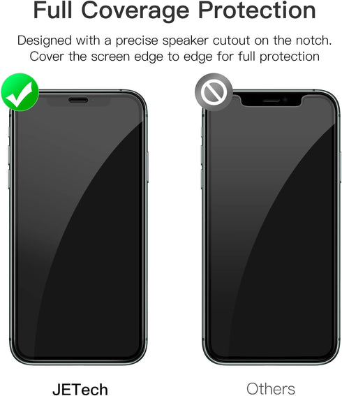 JETech Full Coverage Screen Protector for iPhone 11 Pro Max/iPhone XS Max 6.5-Inch, Black Edge, 9H Tempered Glass Film Case-Friendly, HD Clear, 3-...