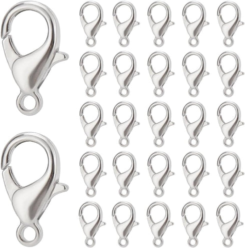 300Pcs Lobster Claw Clasps Bulk Lobster Clips Small Alloy Silver Trigger Fasteners Hook Link Clip Findings for Jewelry Making DIY Bracelet Necklac...