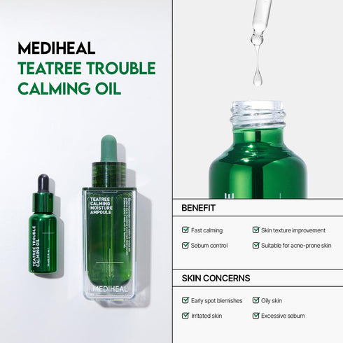 Mediheal Teatree Trouble Calming Oil (0.33 fl oz), Quick Calming and Deep Hydration Oil with Control Excess Oil for Sensitive Skin Type...