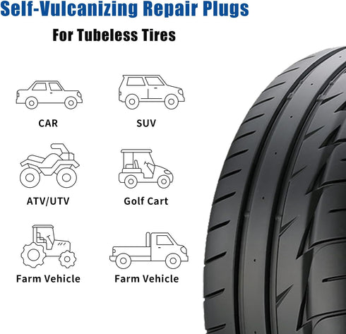 Tire Plugs Heavy Duty (4", 60pcs), Automotive Tool Tire Repair Plugs for Tubeless Off-Road Tires Car, ATV, UTV, Jeep, Mower.etc.....