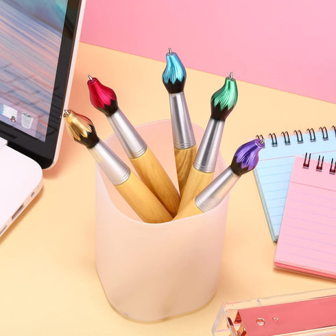 20 Pieces Paintbrush Pen Bamboo Brush Shape Ballpoint Pen Novelty Retractable Paintbrush Ink Pens for Art Activities School Stationery House Warmi...