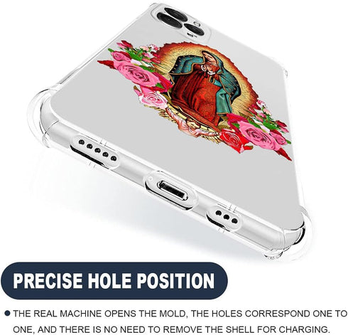 CARLOCA Compatible with iPhone 11 Case for Girl,Clear with Flower Lady Religion Pattern Design Plastic Shockproof TPU Bumper Protective Case for i...