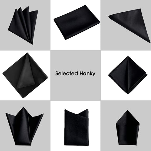 Selected 100% Real Mulberry Silk Pocket Square for Men 13.77×13.77" Black Handkerchief...