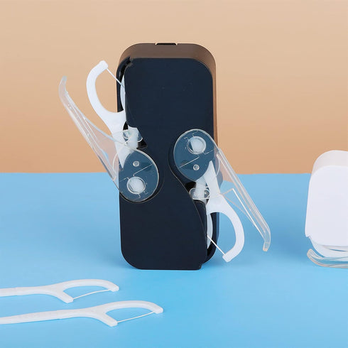Portable Dental Floss Case Automatic Dental Floss Pick Organizer Case Travel Flosser Dispenser Storage Case Refillable Holder Boxes with 10 Floss ...