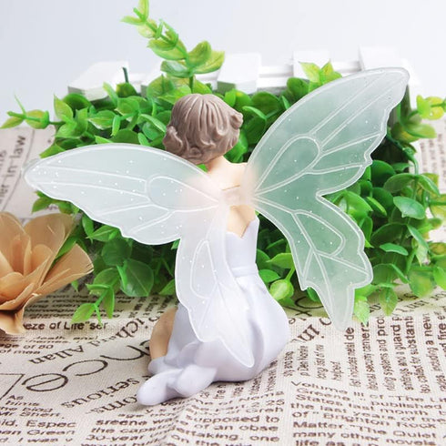 3 PCS Resin Toy Figures Cartoon White Angel Doll Garden Ornaments Flying Flower Fairy Car Cake Décor...
