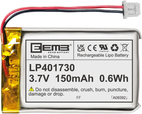 EEMB Lithium Polymer Battery 3.7V 150mAh 401730 Lipo Rechargeable Battery Pack with Wire Molex 1.25mm Connector for Speaker and Wireless Device- C...