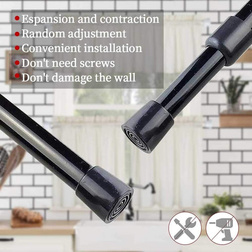 2pcs Adjustable Tension Curtain Rod, 28 to 43 Inches Spring Rods Closet Rod Cupboard Bars Spring Loaded Curtain Rods Tensions Rod For Windows,Kitc...