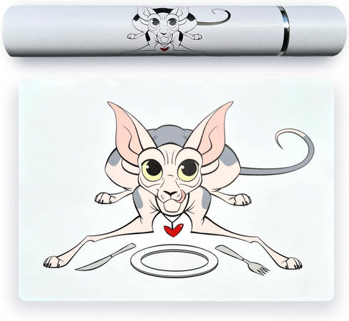 Silicone Cat Serving Mat – Waterproof and Anti-Slip, Ideal for Cat Bowls, 18 * 13" (White)...