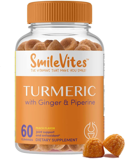 SmileVites Turmeric Gummies with Curcumin - Ginger & Piperine, 60 Count (Pack of 1)...