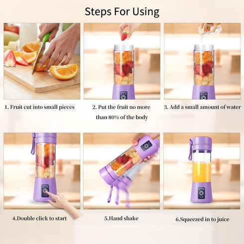 Portable Blender Cup,Electric USB Juicer Blender,Mini Blender Portable Blender For Shakes and Smoothies, juice,380ml, Six Blades Great for Mixing,...