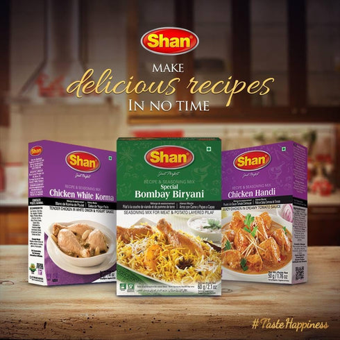 Shan Bombay Biryani Recipe and Seasoning Mix 2.11 oz (60g) - Spice Powder for Meat and Potato Layered Pilaf - Suitable for Vegetarians - Airtight ...