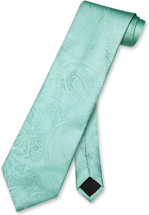 Vesuvio Napoli NeckTie AQUA GREEN Color Paisley Design Men's Neck Tie...