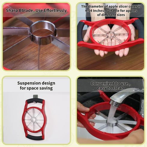 Newness 5.12 Inch Extra Large Apple Slicer, Heavy Duty Apple Cutter 8 Slices, Durable Apple Corer, Stainless Steel Apple Slicer and Corer - for Ap...